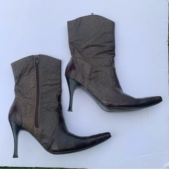 Lady Camp Fashion Exotic Eelskin Leather Boots Mobwife Whimsigoth Sz Mex 26/US 8 - Picture 3 of 11